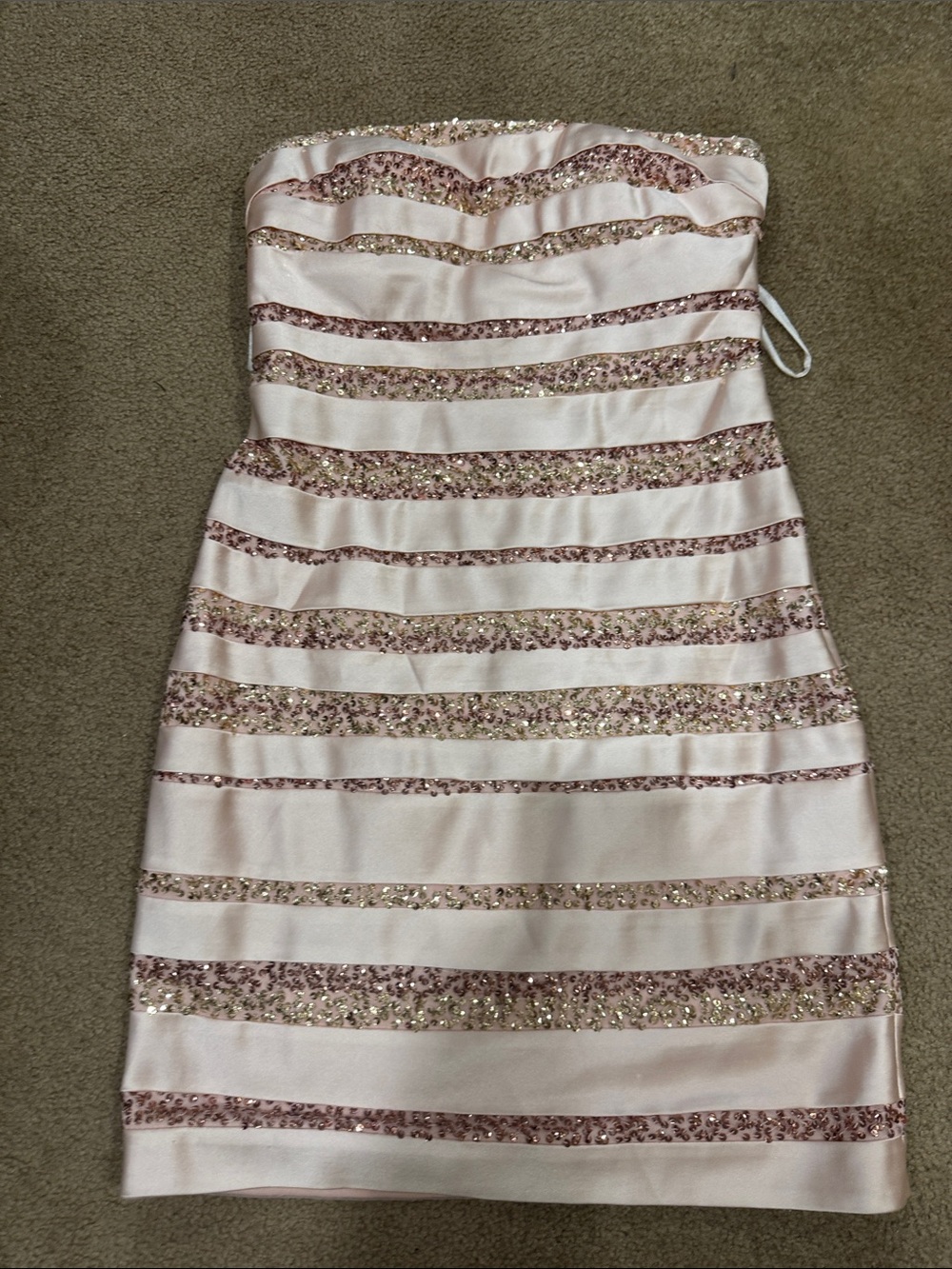 Strapless Light Pink Sequin Bandage Dress